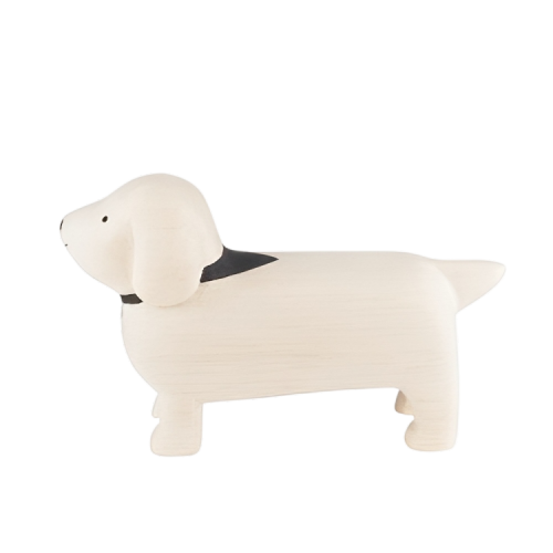 Wooden white dachshund