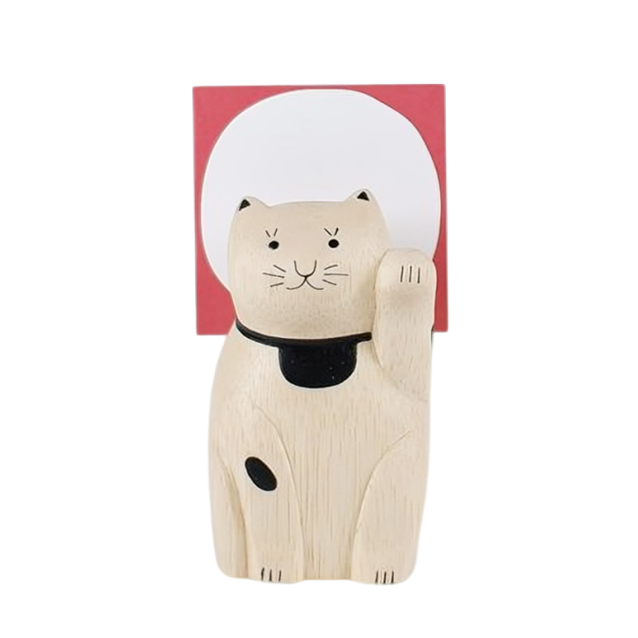 Wooden lucky cat - cardholder